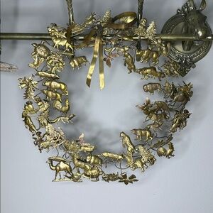 Vintage Dresden Brass All-Season Animal Wreath 15”